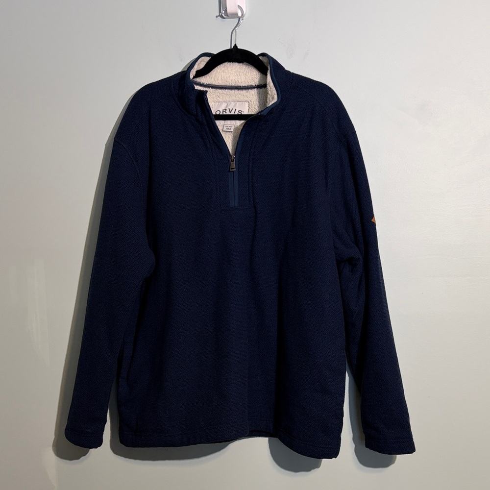 Orvis Sherpa Fleece Lined Heavyweight 1/4 Zip Pullover Sweater Men’s Size XXL